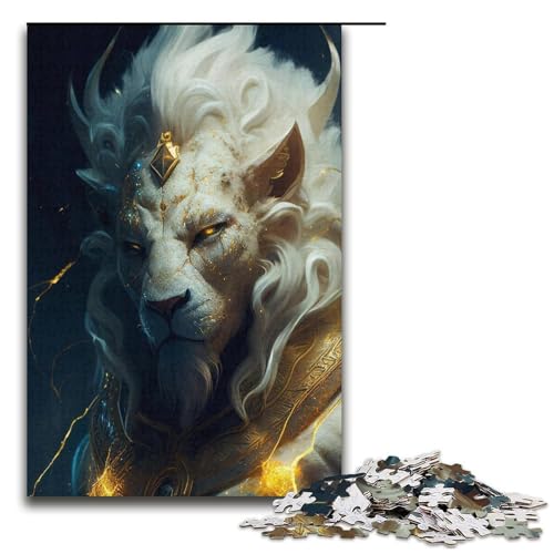 Puzzle für Erwachsene Löwe Gott des Donners 1000 Teile Holzpuzzle für Erwachsene und Kinder ab 12 Jahren Lernspielzeug 1000 Teile (38 x 26 cm) von mowenbingpeng