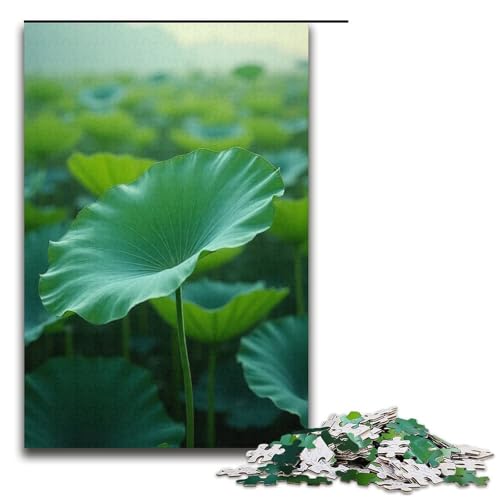 Puzzle für Erwachsene Lotusblattfeld 1000 Teile Holzpuzzle für Erwachsene und Kinder ab 12 Jahren 1000 Teile (38 x 26 cm) von mowenbingpeng