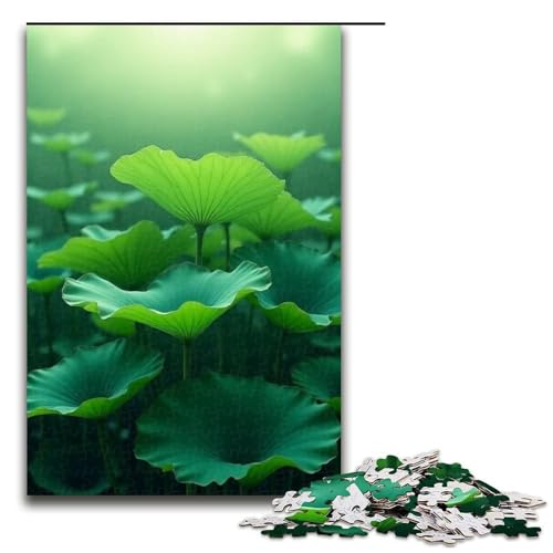 Puzzle für Erwachsene Lotusblattfeld 1000 Teile Holzpuzzle für Kinder ab 12 Jahren anspruchsvolles Spiel 1000 Teile (75 x 50 cm) von mowenbingpeng