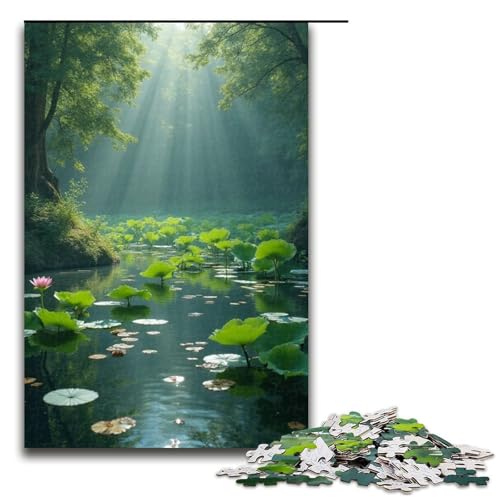 Puzzle für Erwachsene Lotusteich ruhig 1000 Teile Holzpuzzle für Erwachsene und Kinder ab 12 Jahren 1000 Teile (75 x 50 cm) von mowenbingpeng