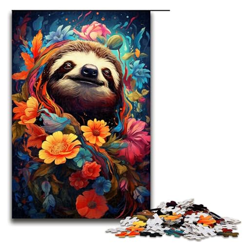 Puzzle für Erwachsene Malen Faultier 1000 Teile Holzpuzzle für Kinder ab 12 Jahren anspruchsvolles Spiel 1000 Teile (75 x 50 cm) von mowenbingpeng