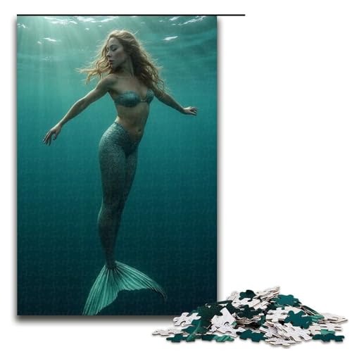 Puzzle für Erwachsene Meerjungfrau 1000 Teile Holzpuzzle für Erwachsene und Kinder ab 12 Jahren 1000 Teile (75 x 50 cm) von mowenbingpeng