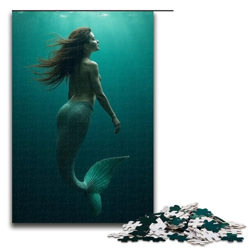 Puzzle für Erwachsene Meerjungfrau 1000 Teile Holzpuzzle für Kinder ab 12 Jahren Heimdekoration 1000 Teile (75 x 50 cm) von mowenbingpeng