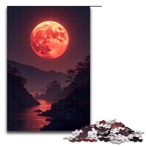 Puzzle für Erwachsene Mond 1000 Teile Holzpuzzle für Kinder ab 12 Jahren Heimdekoration 1000 Teile (75 x 50 cm) von mowenbingpeng