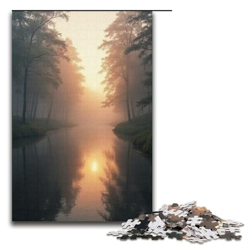 Puzzle für Erwachsene Morgennebel 1000-teiliges Holzpuzzle für Kinder ab 12 Jahren Lernspielzeug 1000 Teile (38 x 26 cm) von mowenbingpeng