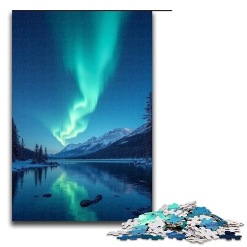 Puzzle für Erwachsene Nordlichter 1000-teiliges Holzpuzzle für Familienspiele 1000 Teile (75 x 50 cm) von mowenbingpeng