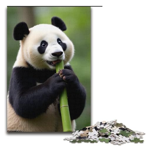 Puzzle für Erwachsene Panda isst Bambus 1000 Teile Holzpuzzle für Kinder ab 12 Jahren Heimdekoration 1000 Teile (38 x 26 cm) von mowenbingpeng