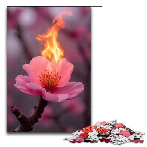 Puzzle für Erwachsene Pfirsichblüten-Brennen 1000 Teile Holzpuzzle für Kinder ab 12 Jahren Heimdekoration 1000 Teile (75 x 50 cm) von mowenbingpeng