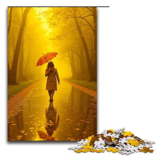 Puzzle für Erwachsene Pflaumengelber Regen 1000 Teile Holzpuzzle für Erwachsene und Kinder ab 12 Jahren 1000 Teile (75 x 50 cm) von mowenbingpeng