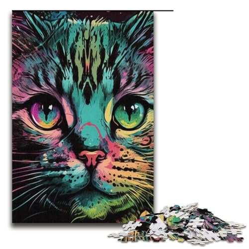Puzzle für Erwachsene Porträt Einer schönen Katze 1000-teiliges Papierpuzzle für Kinder ab 12 Jahren Lernspielzeug 1000 Teile (38 x 26 cm) von mowenbingpeng