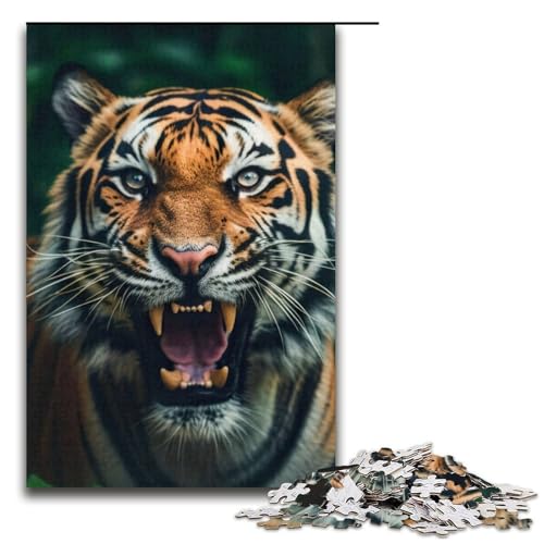 Puzzle für Erwachsene Porträt eines Tigers 1000 Teile Papierpuzzle für Erwachsene und Kinder ab 12 Jahren 1000 Teile (38 x 26 cm) von mowenbingpeng