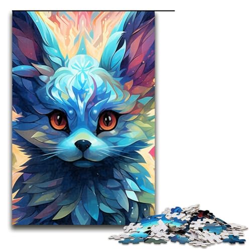 Puzzle für Erwachsene Psychedelic Fox 1000-teiliges Holzpuzzle für Familienspiele 1000 Teile (75 x 50 cm) von mowenbingpeng