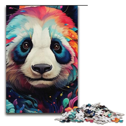 Puzzle für Erwachsene Psychedelic Panda 1000-teiliges Papierpuzzle für Kinder ab 12 Jahren Heimdekoration 1000 Teile (38 x 26 cm) von mowenbingpeng