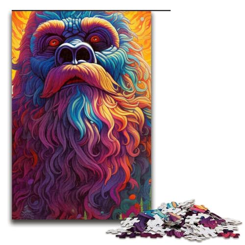 Puzzle für Erwachsene Psychedelic Sasquatch 1000 Teile Holzpuzzle für Erwachsene und Kinder ab 12 Jahren 1000 Teile (75 x 50 cm) von mowenbingpeng