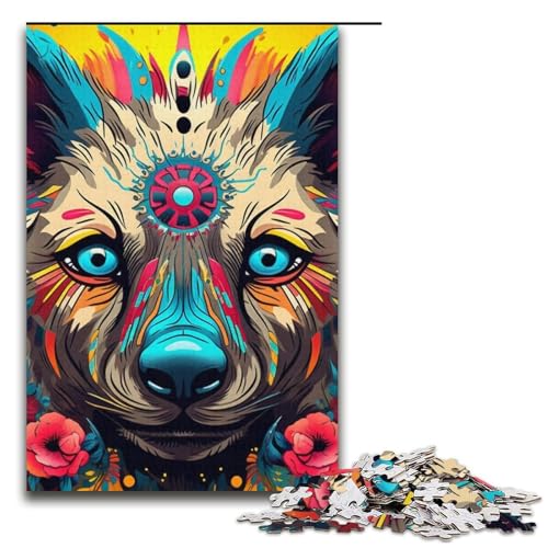Puzzle für Erwachsene Psychedelic The Hyena 1000 Teile Papierpuzzle für Erwachsene und Kinder ab 12 Jahren Lernspielzeug 1000 Teile (38 x 26 cm) von mowenbingpeng