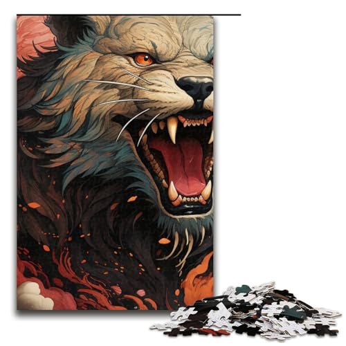 Puzzle für Erwachsene Psychedelic Tiger 1000-teiliges Holzpuzzle für Kinder ab 12 Jahren Lernspielzeug 1000 Teile (75 x 50 cm) von mowenbingpeng