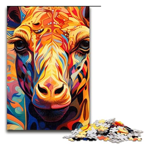 Puzzle für Erwachsene Psychedelische Giraffe 1000 Teile Holzpuzzle für Erwachsene und Kinder ab 12 Jahren 1000 Teile (75 x 50 cm) von mowenbingpeng