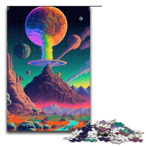 Puzzle für Erwachsene Psychedelische Natur 1000-teiliges Holzpuzzle für Kinder ab 12 Jahren Lernspielzeug 1000 Teile (75 x 50 cm) von mowenbingpeng