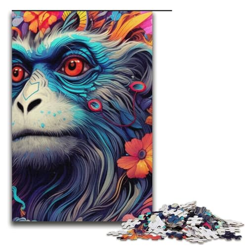 Puzzle für Erwachsene Psychedelischer AFFE 1000 Teile Papierpuzzle für Erwachsene und Kinder ab 12 Jahren Lernspielzeug 1000 Teile (38 x 26 cm) von mowenbingpeng