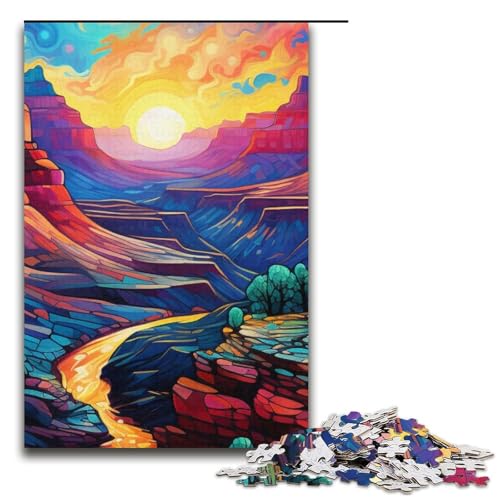 Puzzle für Erwachsene Psychedelischer Grand Canyon bei Nacht 1000 Teile Papierpuzzle für Erwachsene und Kinder ab 12 Jahren 1000 Teile (38 x 26 cm) von mowenbingpeng