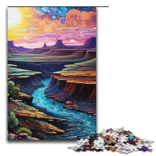 Puzzle für Erwachsene Psychedelischer Grand Canyon bei Nacht 1000-teiliges Papierpuzzle für Kinder ab 12 Jahren Lernspielzeug 1000 Teile (38 x 26 cm) von mowenbingpeng