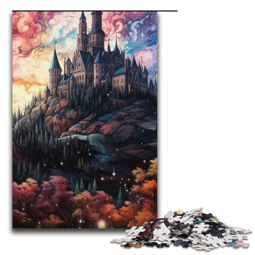 Puzzle für Erwachsene Psychedelischer Pena-Nationalpalast bei Nacht 1000-teiliges Papierpuzzle für Kinder ab 12 Jahren Lernspielzeug 1000 Teile (38 x 26 cm) von mowenbingpeng