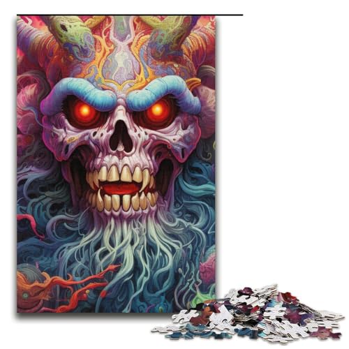 Puzzle für Erwachsene Psychedelisches Weihnachtsmann-Skelett 1000 Teile Puzzle tolles Geschenk geeignet für und Teenager ab 14 Jahren 1000 PCS (38x26cm) von mowenbingpeng