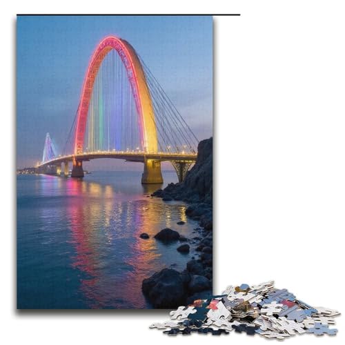 Puzzle für Erwachsene Rainbow Bridge 1000 Teile Holzpuzzle für Erwachsene und Kinder ab 12 Jahren Lernspielzeug 1000 Teile (38 x 26 cm) von mowenbingpeng