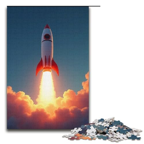 Puzzle für Erwachsene Rakete 1000 Teile Holzpuzzle für Kinder ab 12 Jahren Lernspielzeug 1000 Teile (38 x 26 cm) von mowenbingpeng