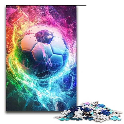 Puzzle für Erwachsene Regenbogen-Fußball 1000 Teile Holzpuzzle für Kinder ab 12 Jahren Heimdekoration 1000 Teile (75 x 50 cm) von mowenbingpeng