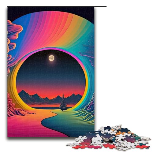 Puzzle für Erwachsene Regenbogen-Galaxie KI-Kunst 1000 Teile Holzpuzzle für Erwachsene und Kinder ab 12 Jahren 1000 Teile (75 x 50 cm) von mowenbingpeng