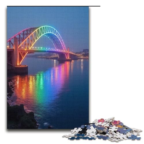Puzzle für Erwachsene Regenbogenbrücke 1000 Teile Holzpuzzle für Kinder ab 12 Jahren anspruchsvolles Spiel 1000 Teile (38 x 26 cm) von mowenbingpeng