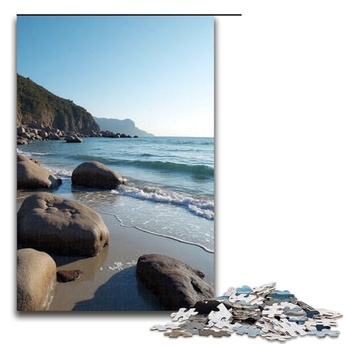 Puzzle für Erwachsene Rocky Beach 1000-teiliges Holzpuzzle für Familienspiele 1000 Teile (75 x 50 cm) von mowenbingpeng