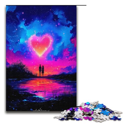 Puzzle für Erwachsene Romantisches Paar 1000 Teile Holzpuzzle für Kinder ab 12 Jahren Heimdekoration 1000 Teile (38 x 26 cm) von mowenbingpeng