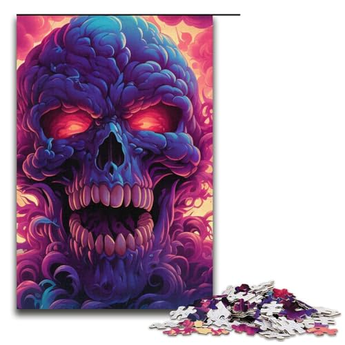 Puzzle für Erwachsene Rosen und Totenköpfe 1000-teiliges Papierpuzzle für Erwachsene und Kinder ab 12 Jahren 1000 Teile (38 x 26 cm) von mowenbingpeng