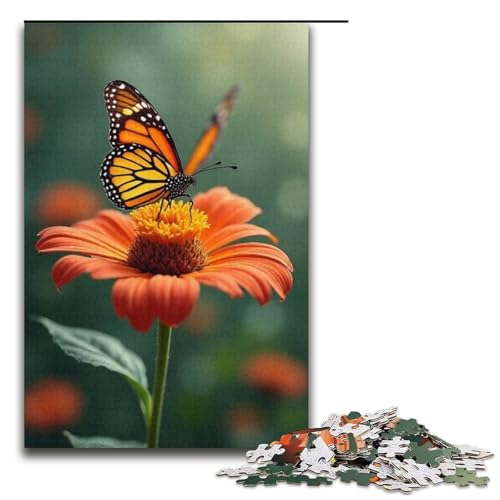Puzzle für Erwachsene Schmetterling Liebesblume 1000 Teile Holzpuzzle für Erwachsene und Kinder ab 12 Jahren Lernspielzeug 1000 Teile (38 x 26 cm) von mowenbingpeng