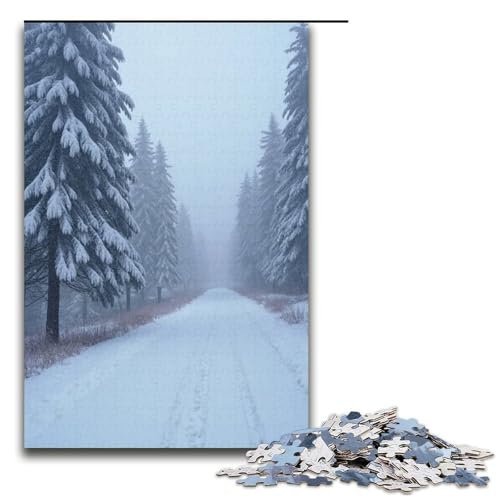 Puzzle für Erwachsene Schnee 1000 Teile Holzpuzzle für Kinder ab 12 Jahren Heimdekoration 1000 Teile (38 x 26 cm) von mowenbingpeng
