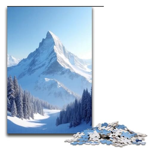 Puzzle für Erwachsene Schneeberg 1000-teiliges Holzpuzzle für Familienspiele 1000 Teile (75 x 50 cm) von mowenbingpeng