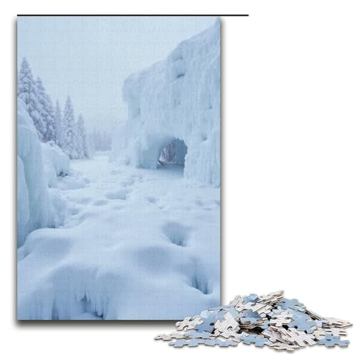 Puzzle für Erwachsene Schneefeld 1000 Teile Holzpuzzle für Kinder ab 12 Jahren anspruchsvolles Spiel 1000 Teile (38 x 26 cm) von mowenbingpeng