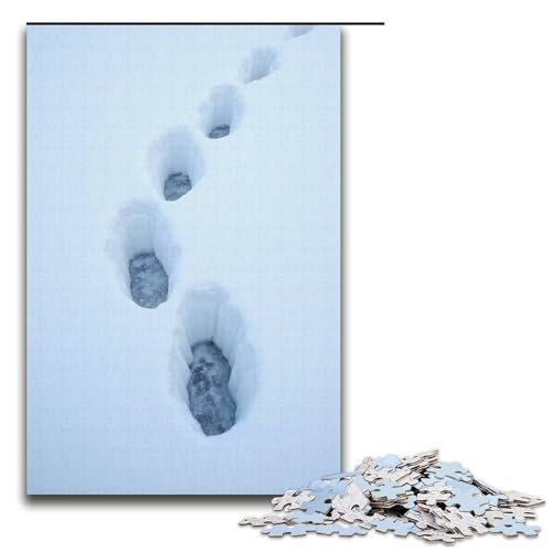 Puzzle für Erwachsene Schneefuchsspuren 1000 Teile Holzpuzzle für Kinder ab 12 Jahren anspruchsvolles Spiel 1000 Teile (38 x 26 cm) von mowenbingpeng
