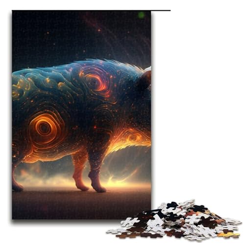 Puzzle für Erwachsene Schwein 1000 Teile Holzpuzzle für Kinder ab 12 Jahren Lernspielzeug 1000 Teile (75 x 50 cm) von mowenbingpeng