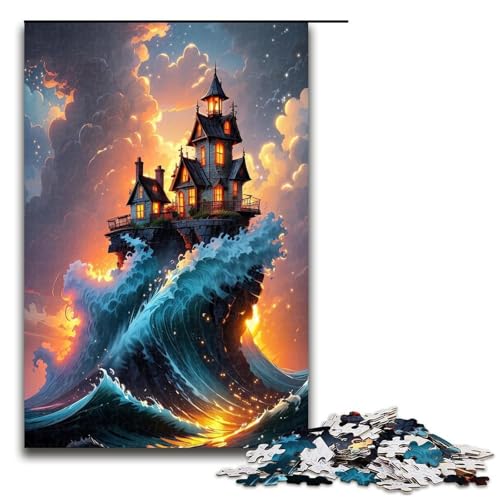 Puzzle für Erwachsene Seeschloss 1000 teiliges Holzpuzzle für Erwachsene und Kinder ab 12 Jahren 1000 Teile (75 x 50 cm) von mowenbingpeng