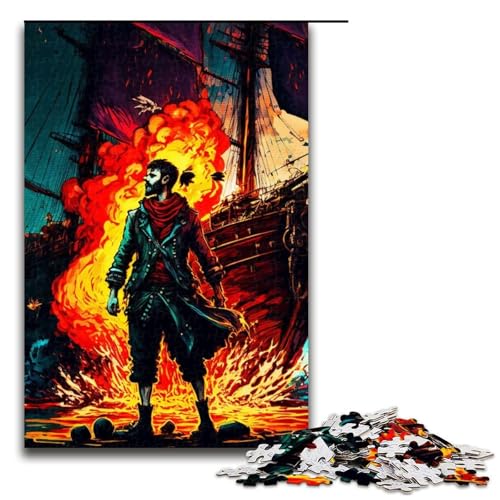 Puzzle für Erwachsene Segel-Piratenschiff 1000-teiliges Holzpuzzle für Familienspiele 1000 Teile (75 x 50 cm) von mowenbingpeng