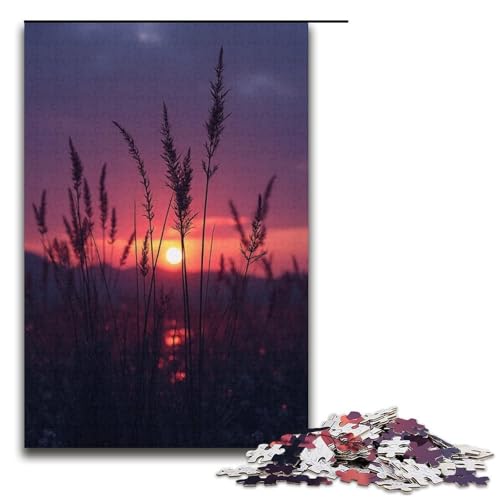 Puzzle für Erwachsene Sonnenuntergangslandschaft 1000 Teile Holzpuzzle für Kinder ab 12 Jahren anspruchsvolles Spiel 1000 Teile (38 x 26 cm) von mowenbingpeng