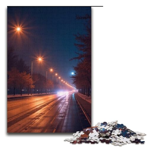 Puzzle für Erwachsene Straßenbeleuchtung 1000 Teile Holzpuzzle für Kinder ab 12 Jahren Heimdekoration 1000 Teile (38 x 26 cm) von mowenbingpeng