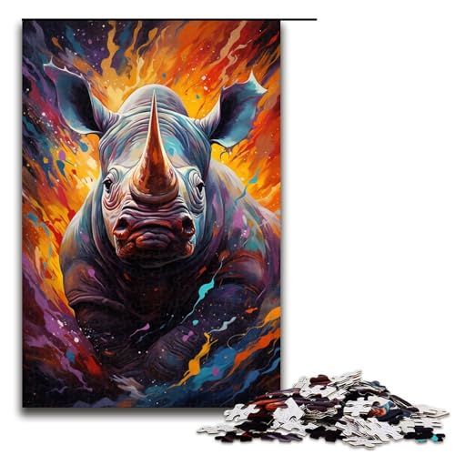 Puzzle für Erwachsene Tier-Nashorn 1000-teiliges Holzpuzzle für Erwachsene und Kinder ab 12 Jahren 1000 Teile (75 x 50 cm) von mowenbingpeng