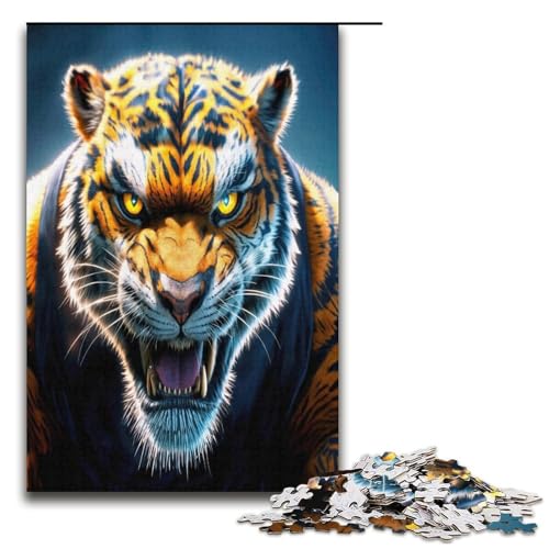 Puzzle für Erwachsene Tiger Puzzle 1000 Teile Holzpuzzle für Kinder ab 12 Jahren anspruchsvolles Spiel 1000 Teile (38 x 26 cm) von mowenbingpeng