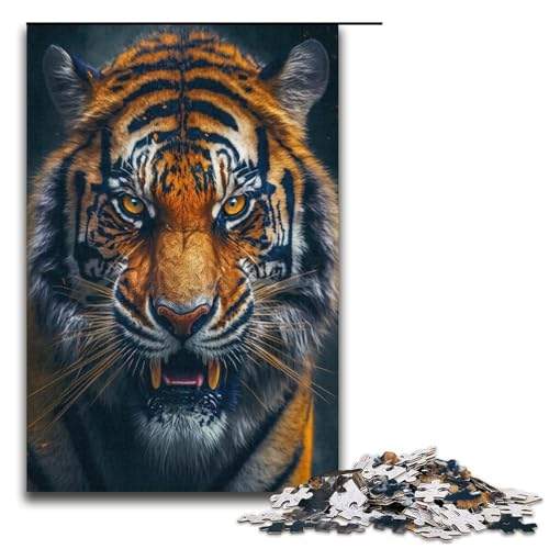 Puzzle für Erwachsene Tiger Raubtier 1000 Teile Holzpuzzle für Erwachsene und Kinder ab 12 Jahren Lernspielzeug 1000 Teile (38 x 26 cm) von mowenbingpeng
