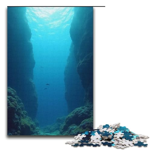 Puzzle für Erwachsene Unterwasserwelt 1000 Teile Holzpuzzle für Kinder ab 12 Jahren anspruchsvolles Spiel 1000 Teile (38 x 26 cm) von mowenbingpeng