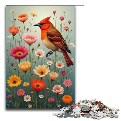 Puzzle für Erwachsene Vogelgesang und Blumen 1000 Teile Holzpuzzle für Erwachsene und Kinder ab 12 Jahren 1000 Teile (38 x 26 cm) von mowenbingpeng